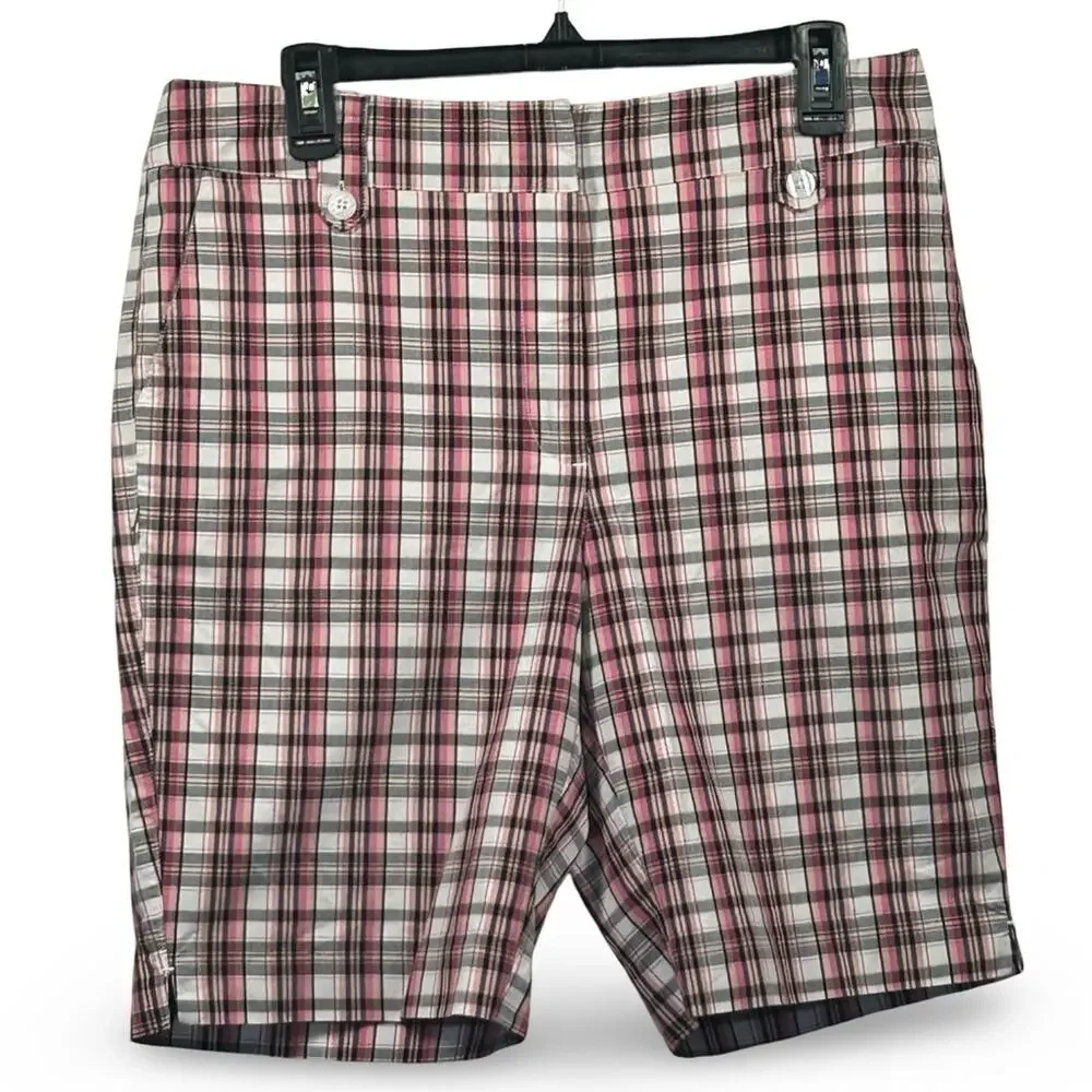 Tehama Nancy Haley Collab Golf Shorts Women's Size 10 Plaid Golfer Performance